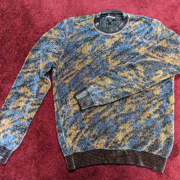 Emporio Armani Chenille Blue and Gold Sweater - Picture 4 of 9